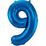 Cijfer ballonnen - Verjaardag versiering 90 jaar - 85 cm - blauw
