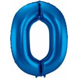 Cijfer ballonnen - Verjaardag versiering 90 jaar - 85 cm - blauw