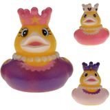 Badeendjes prinses - rubber - 2 stuks - roze en paars - 5 cm - bad speelgoed