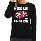 Kiss me I am English sweater zwart dames - feest trui dames - Engeland kleding