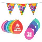Haza Leeftijd verjaardag thema pakket 21 jaar - ballonnen/vlaggetjes