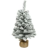 2x stuks kunstboom/kunst kerstboom met sneeuw 75 cm - Kunst kerstboompjes/kunstboompjes - Kerstversiering