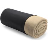 Set van 3x Stuks Warme Polar Fleece Deken/Plaid Beige 120 X 150 cm - Woondekens/Banddekens