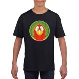 Kinder t-shirt zwart met vrolijke papegaai print - papegaaien shirt - kinderkleding / kleding