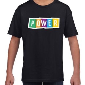 Power fun tekst t-shirt zwart kids - Fun tekst / Verjaardag cadeau / kado t-shirt kids