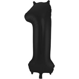Folat Folie cijfer ballon - 86 cm zwart - cijfer 1 - verjaardag leeftijd