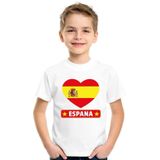 Spanje kinder t-shirt met Spaanse vlag in hart wit jongens en meisjes
