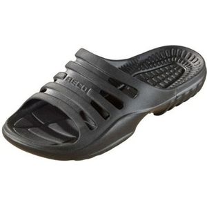 Bad/sauna slippers met voetbed zwart dames - Badslippers antislip - Zwembad/strand artikelen