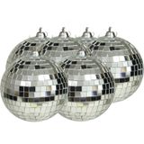 Othmar Decorations discobal kerstballen -6x -zilver -10 cm -kunststof-spiegelbol