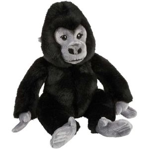 Pluche Zwarte Gorilla Knuffel 28 cm - Gorillas Apen Jungledieren Knuffels - Speelgoed Voor Kinderen