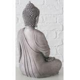 Deco by Boltze Boeddha beeld Karuso - kunststeen - antiek betongrijs - 26 x 17 x 39 cm - home deco en tuin beelden