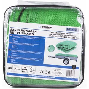 Benson Aanhangernet /aanhangwagen net - met elastiek - groen - 350 x 180 cm