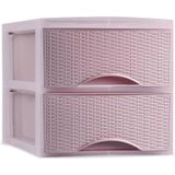 Plasticforte thuis kantoor organizer ladeblok - 3x - 2 lades - 25 x 37 x 26 cm - kunststof - roze