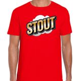Fout Stout t-shirt in 3D effect rood voor heren - fout fun tekst shirt / outfit - popart