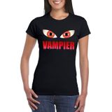 Halloween vampier ogen t-shirt zwart dames - Halloween kostuum