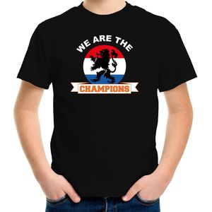 Zwart fan t-shirt voor kinderen - we are the champions - Holland / Nederland supporter - EK/ WK shirt / outfit