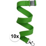 10x Groen keycord/lanyard met karabijnhaak sleutelhanger 50 cm - Polyester keycords/sleutelkoord