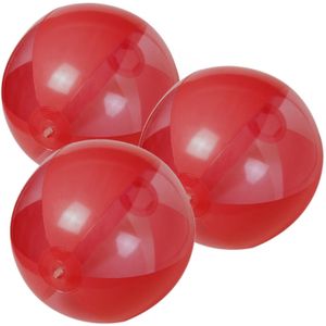 6x stuks opblaasbare strandballen plastic rood 28 cm - Strand buiten zwembad speelgoed