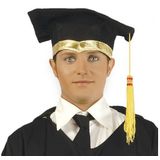 Luxe afstudeer hoedje met gouden details 23 x 10 cm - Geslaagd diploma uitreiking feestartikelen