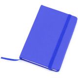 Set van 5x stuks notitieblokje blauw met harde kaft en elastiek 9 x 14 cm - 100x blanco paginas - opschrijfboekjes