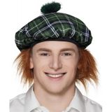 4x stuks groene Schotse verkleed pet met rood haar - Carnaval artikelen hoeden