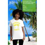 Bellatio Decorations Tropical party T-shirt dames - met glitters - zwart/geel - carnaval/themafeest