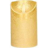 3x Gouden LED kaarsen / stompkaarsen 12,5 cm - Luxe kaarsen op batterijen met bewegende vlam