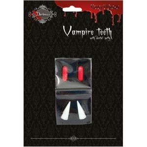 Vampiertanden halloween met bloedcapsules - Halloween/horror verkleed accessoires- Hoektanden voor een vampier