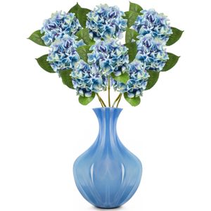 Emerald Kunstbloem hortensia tak - 8x - Challenge - 47 cm - blauw - kunst zijdebloem - Hydrangea