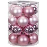 32x stuks glazen kerstballen roze 6 en 8 cm glans en mat - Kerstboomversiering