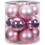 32x stuks glazen kerstballen roze 6 en 8 cm glans en mat - Kerstboomversiering