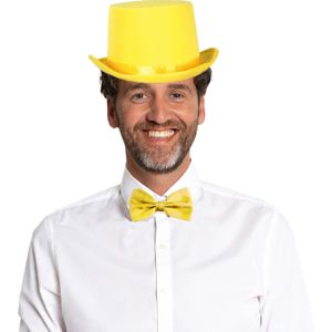 Carnaval verkleedset hoed en strik - geel - volwassenen/unisex - feestkleding accessoires