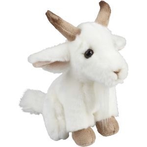 Pluche witte geit knuffel 18 cm - Geiten boerderijdieren knuffels - Speelgoed knuffeldieren/knuffelbeest voor kinderen