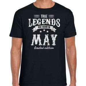 Legends are born in May t-shirt voor heren - zwart - verjaardag in Mei - cadeau shirt 30, 40, 50, 60 jaar