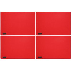 4x stuks rechthoekige placemats met ronde hoeken polyester rood 30 x 45 cm - Placemats/onderleggers - Tafeldecoratie