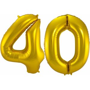 Folat Folie ballonnen - 40 jaar cijfer - goud - 86 cm - leeftijd feestartikelen