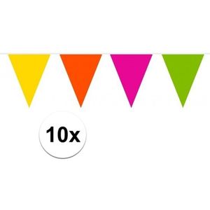 10x Gekleurde vlaggenlijn van plastic 10 meter