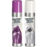 Guirca Haarspray/bodypaint spray - 2x kleuren - wit en paars - 75 ml