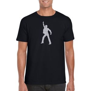 Zilveren disco t-shirt / kleding - zwart - voor heren - muziek shirts / discothema / 70s / 80s / outfit