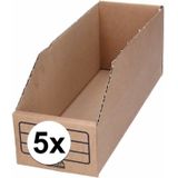5x Sorteer/Opslag bakjes 10 x 30 cm van karton