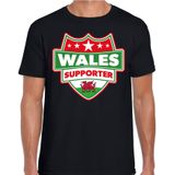 Wales supporter schild t-shirt zwart voor heren - Wales landen t-shirt / kleding - EK / WK / Olympische spelen outfit