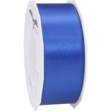2x Luxe, brede Hobby/decoratie blauwe satijnen sierlinten 4 cm/40 mm x 25 meter- Luxe kwaliteit - Cadeaulint satijnlint/ribbon