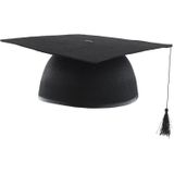 Afstudeer doctoraal hoed geslaagd zwart voor volwassenen - Examen diploma uitreiking feestartikelen