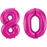 Cijfer 80 ballon roze 86 cm