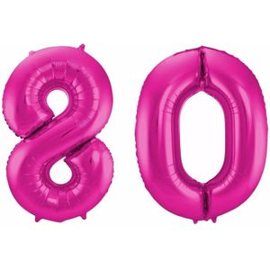 Cijfer 80 ballon roze 86 cm