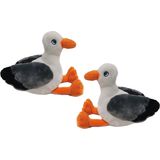 Pia Soft Toys Knuffeldier Meeuwen - 2x - zachte pluche stof - premium kwaliteit knuffels - Vogels - 19 cm - Meeuwen