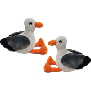 Pia Soft Toys Knuffeldier Meeuwen - 2x - zachte pluche stof - premium kwaliteit knuffels - Vogels - 19 cm - Meeuwen