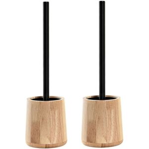 Items WC/Toiletborstel - 2x stuks - bruin - bamboe hout - 38 x 11 cm