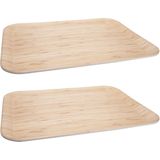 Set van 4x stuks houten dienbladen 43,5 x 32,3 cm - Serveerbladen/dienbladen van hout