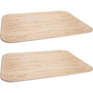 Set van 4x stuks houten dienbladen 43,5 x 32,3 cm - Serveerbladen/dienbladen van hout